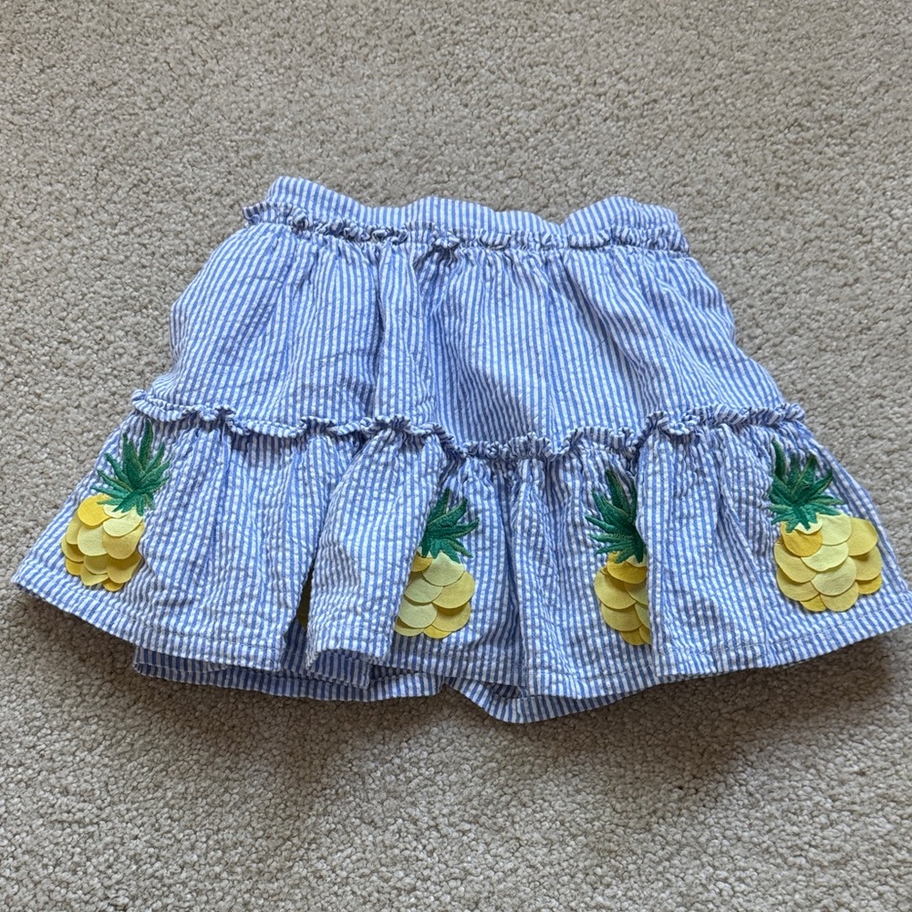 Mini Boden Blue Striped Skirt with Pineapple Details